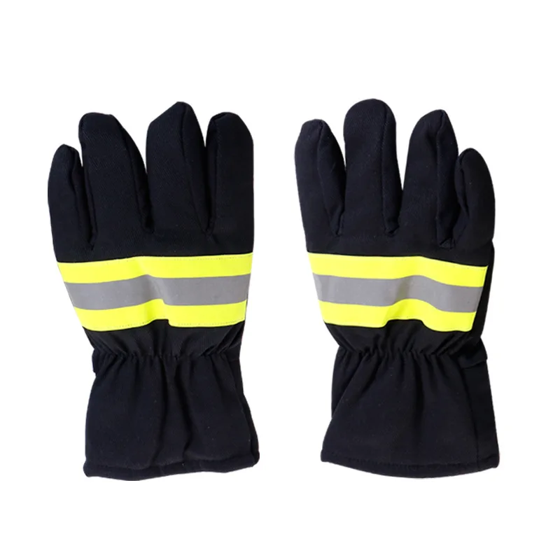 Insulation And Flame Retardant 02 Fire Gloves Thickened Polyester Cotton Black Five Finger Gloves Fire Extinguishing And Rescue