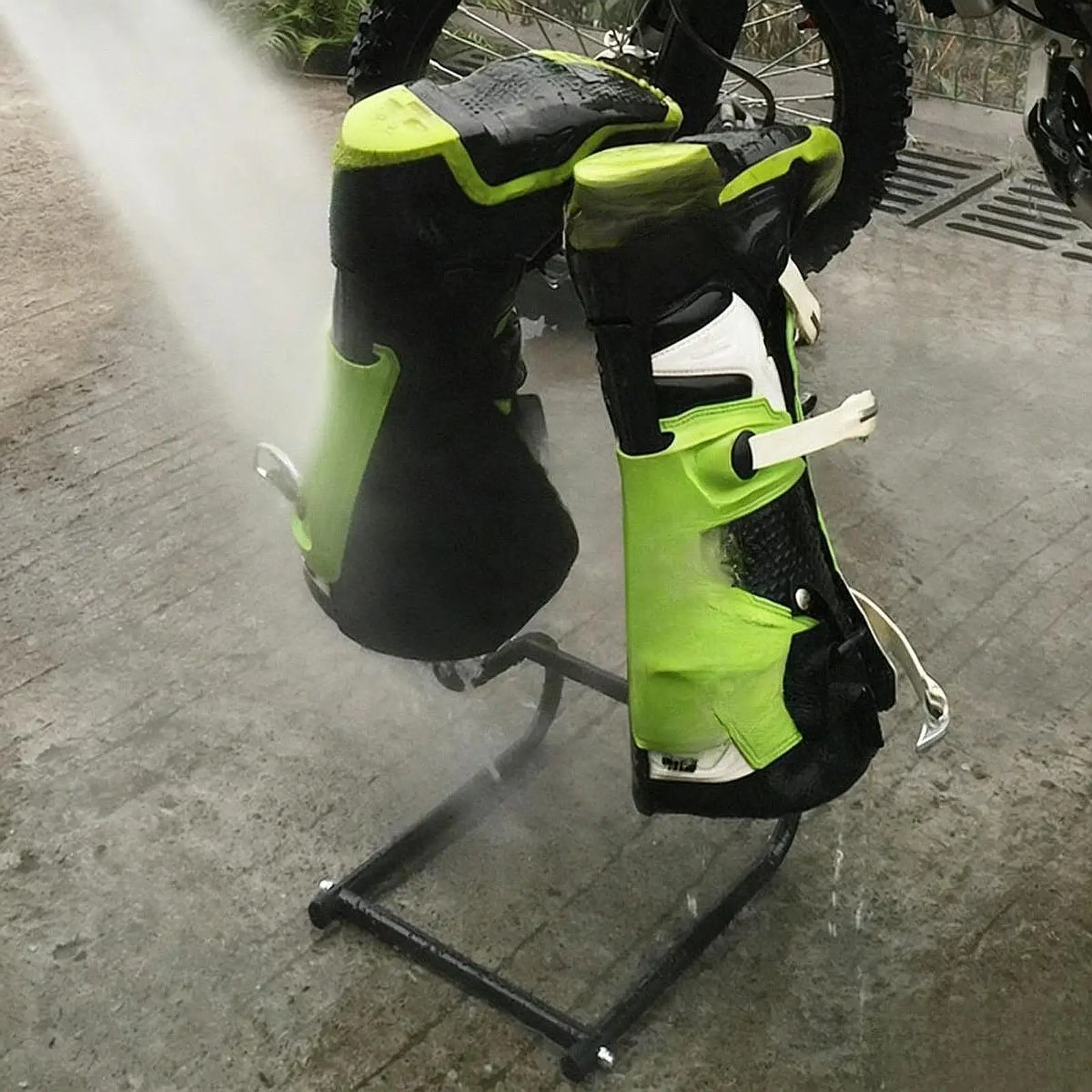 

Стойка для чистки мотоциклетных ботинок, устойчивый стальной держатель для мужских гоночных ботинок для бездорожья, быстросохнущее оборудование