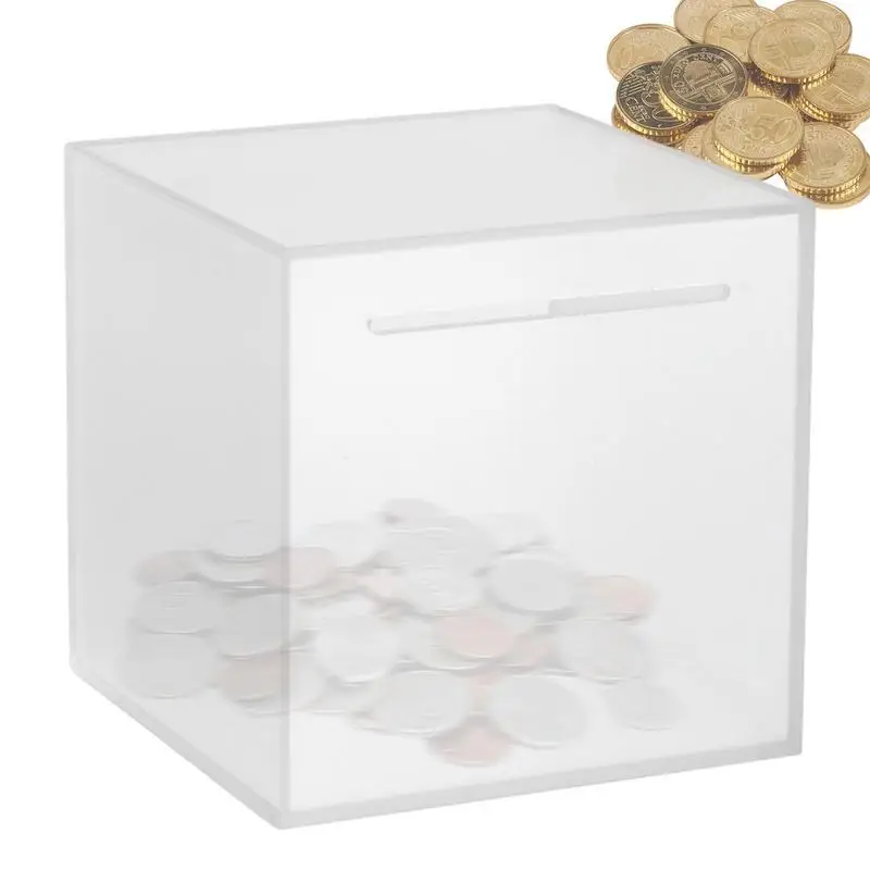 Acrylic Piggy Bank Money Box For Cash Gift Unopenable Savings Jar Cash And Coin Frosted Money Saving Box For Home Decoration