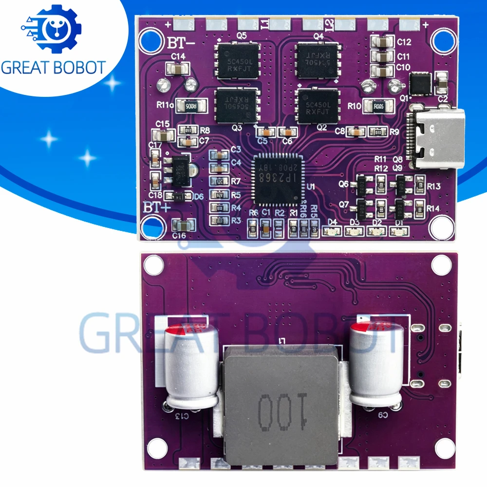 IP2368 100W Bidirectional Buck-Boost Module, Type-C Fast Charging Board for 4S Lithium Battery