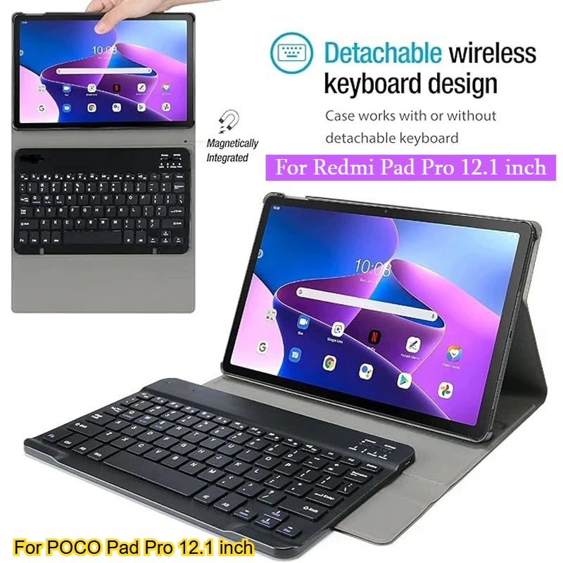 

Чехлы для планшетов Xiaomi Poco Pad 12,1 дюйма, чехол 2024 PU Smart Sleep, 10 дюймов, противоударный чехол с клавиатурой для Redmi Pad Pro 12,1 дюйма, принципиально