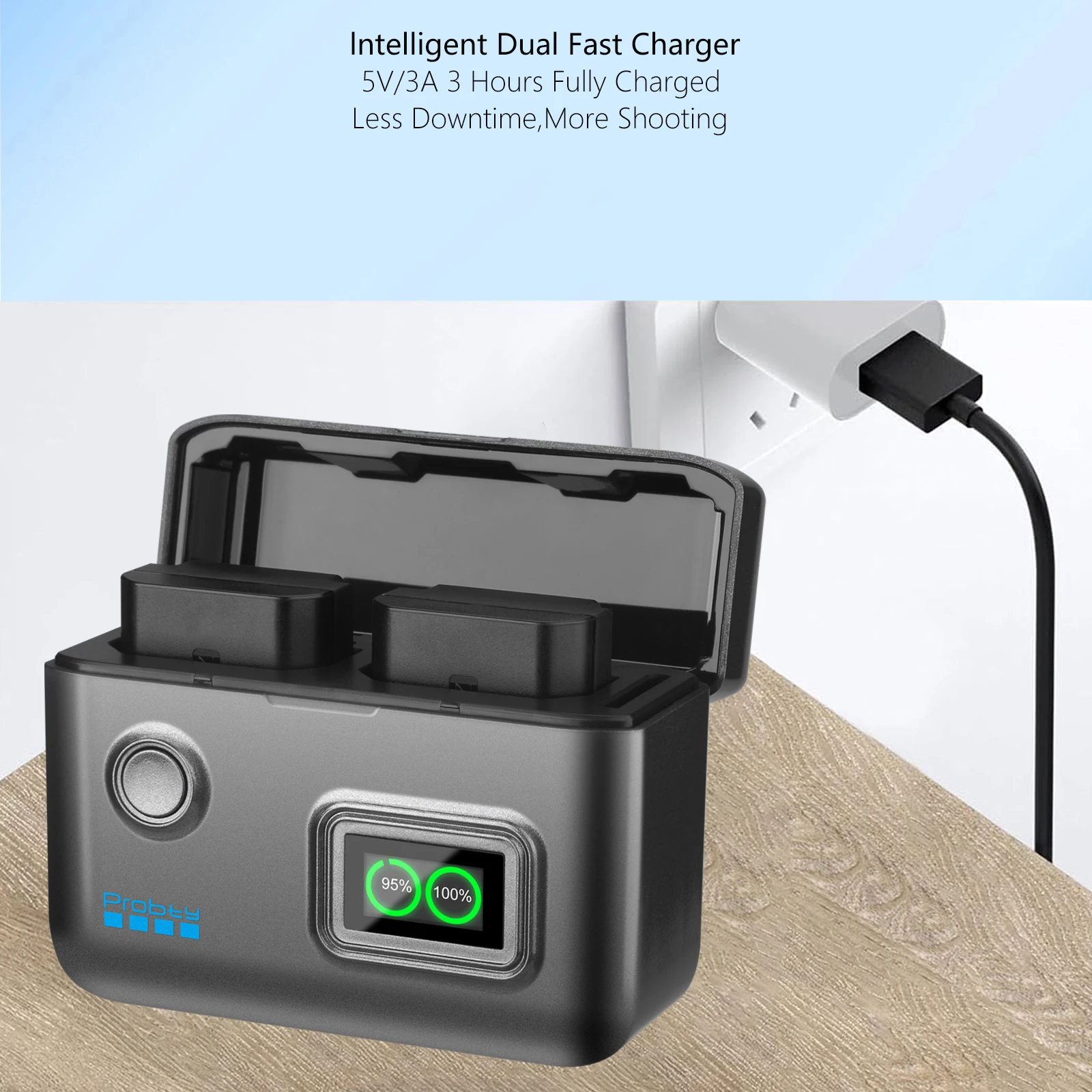 NP-FZ100 شاحن عرض ذكي سريع للبطارية لسوني A7iii, A7iv, A7C, A6700, A6600, ZV-E1, ZV-E10ii, FX3, FX30, A9, Alpha 9 #4