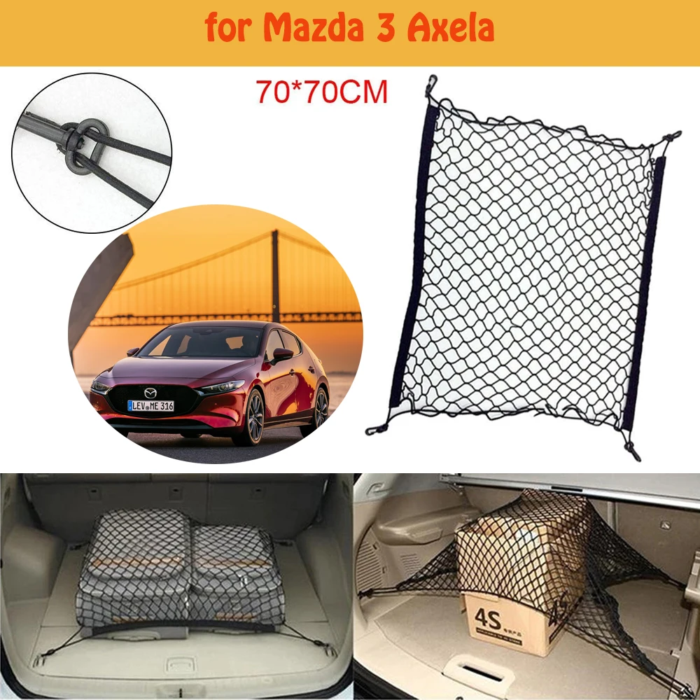 for Mazda 3 Axela BL BM Car Boot Trunk Network Hooks Mesh Net Cargo Organizer Storage Car Accessories Luggage Elastic