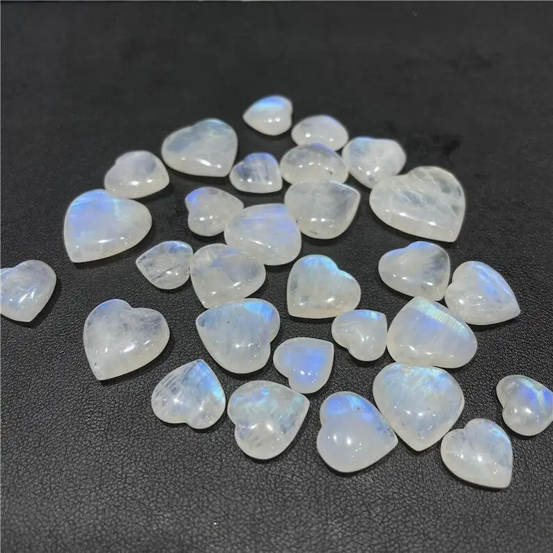 

10-15mm Rainbow Moonstone Heart Shape Rainbow Blue Moonstone Moon Carved Heart Shape - Rainbow Moonstone Crystal Haert Pendant