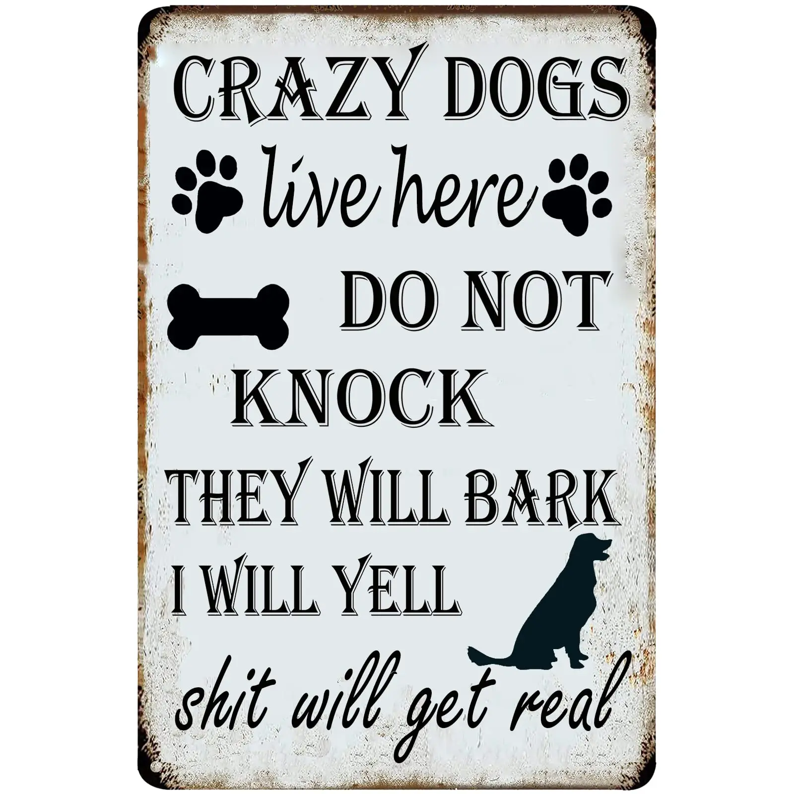 ZOVENCHI FSTIKO Crazy Dogs Live Here Do Not Knock Reto Vintage Metal Tin Signs Farm Decorative Country Home Decor Signs Gif sign