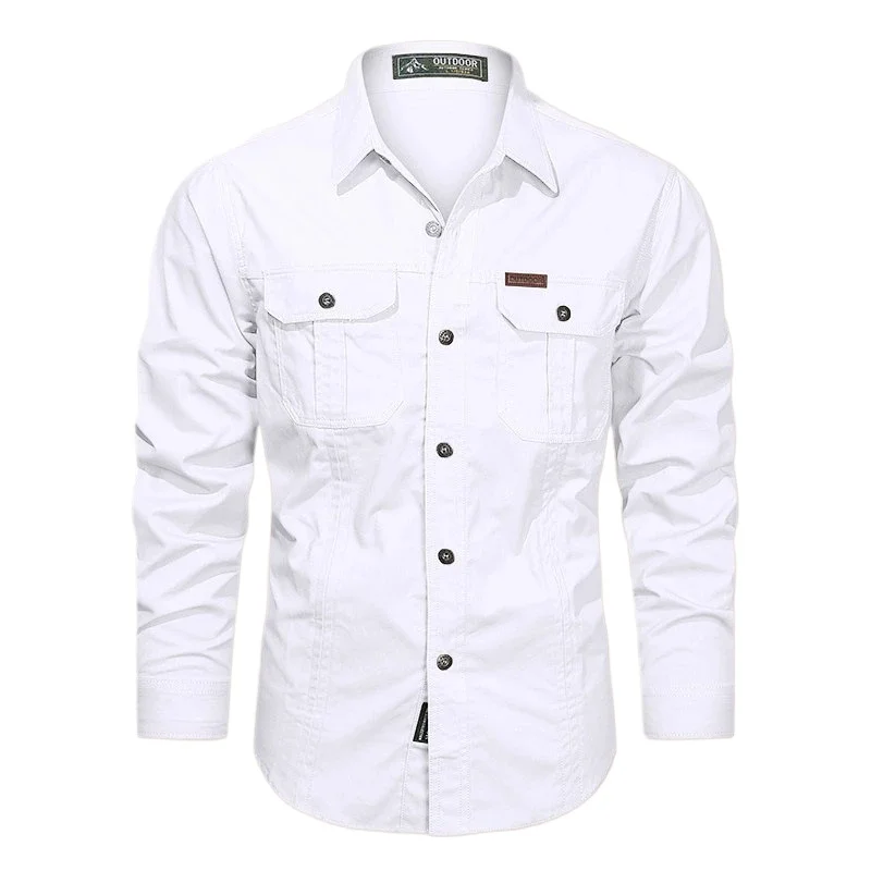 Men Military Outdoor Shirts Male Cotton Multi-pocket Tooling Casual Shirts Good Quality Man Large Size Solid Long-sleeved Shirts
