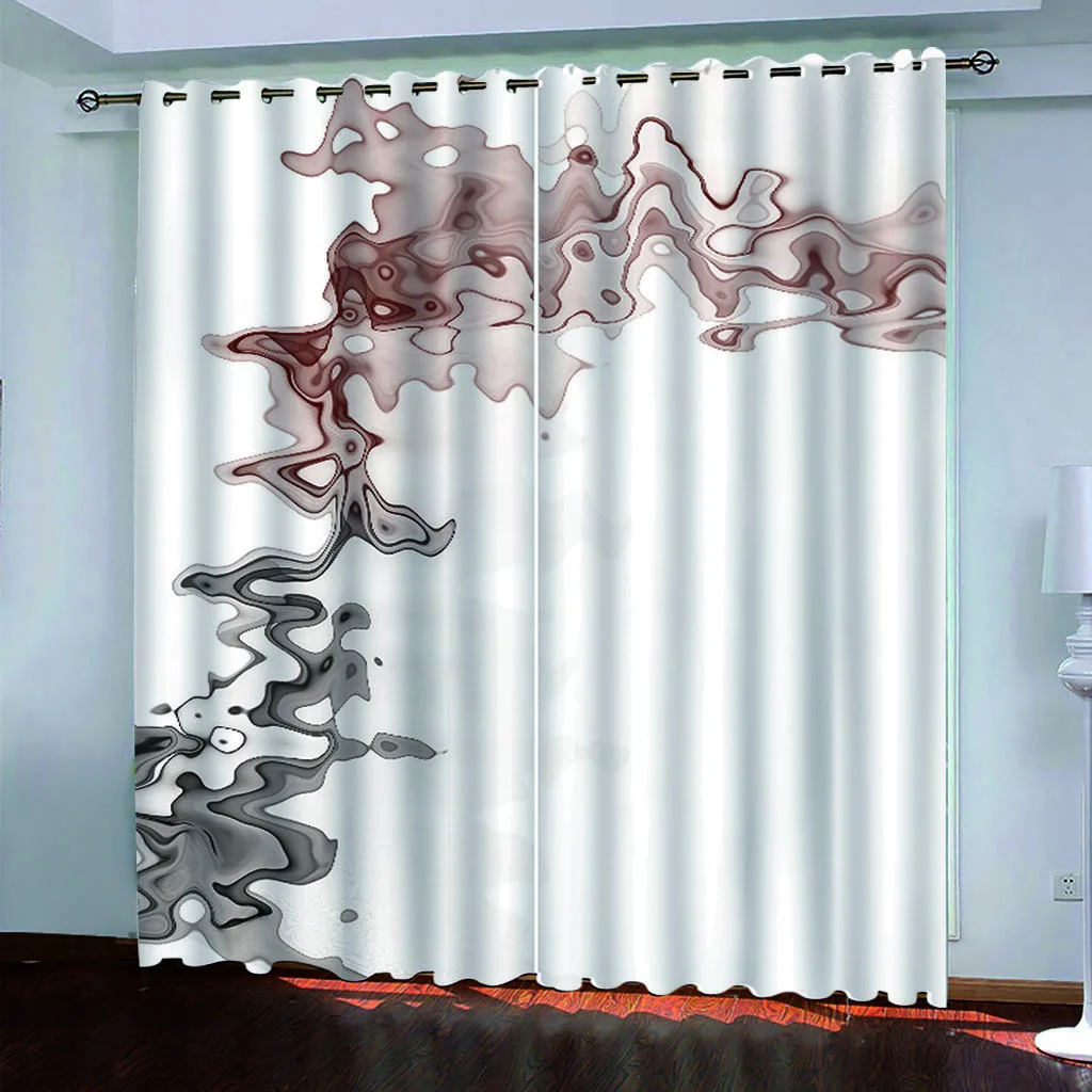 HUANZHUANG Luxury Curtains For Living Room On Sale Abstract Line Art 2 Pieces Fashion Window Curtain For Living Room