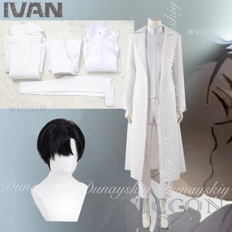 

ALIEN STAGE Аниме Иван Косплей Sing The Cure Song's Look With The White Trench Coat With The Black Wig Косплей Костюм Полный костюм
