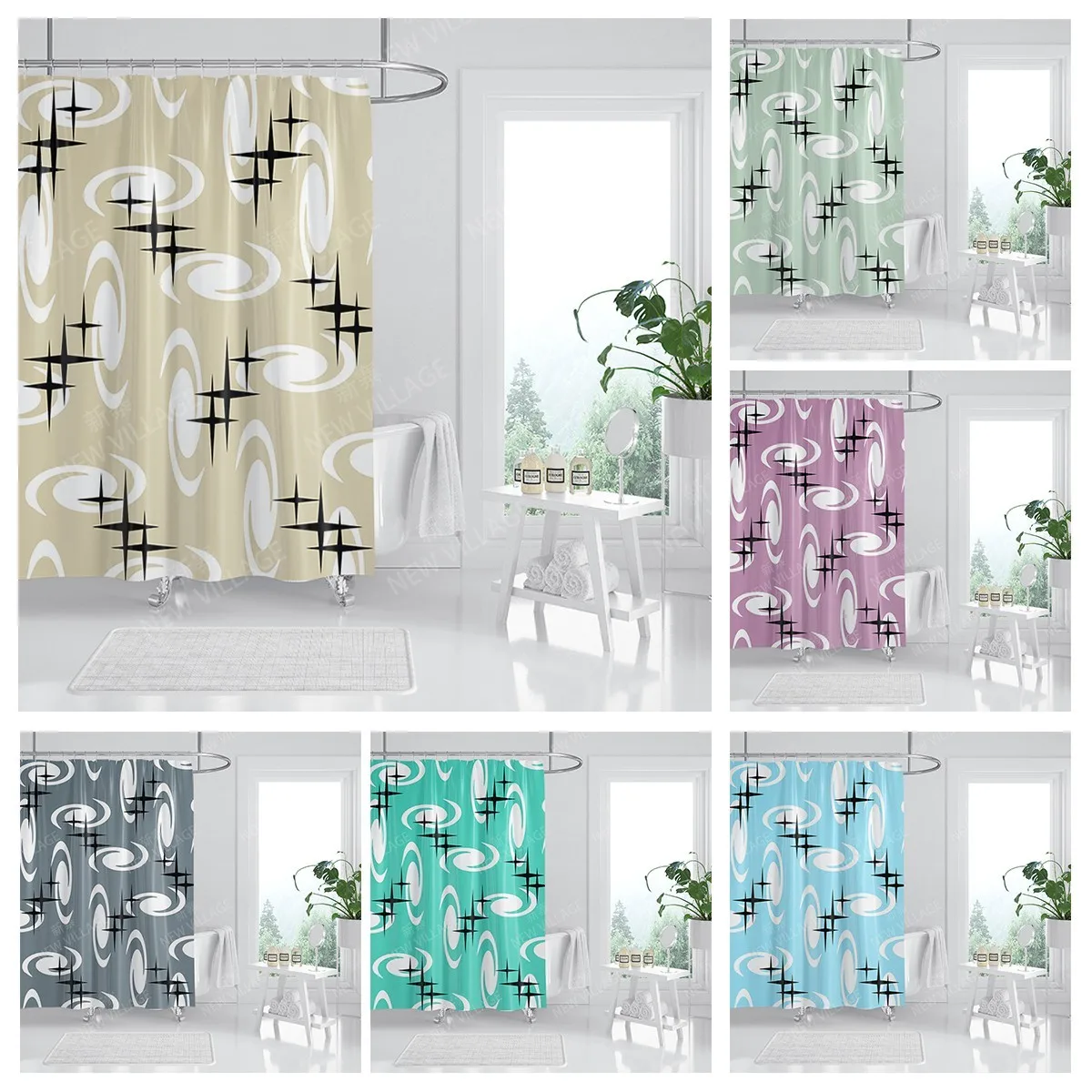 Waterproof fabric shower curtains Bathroom curtain accessories 180x200 Bath curtain for shower 240*200 nordic boho decoration