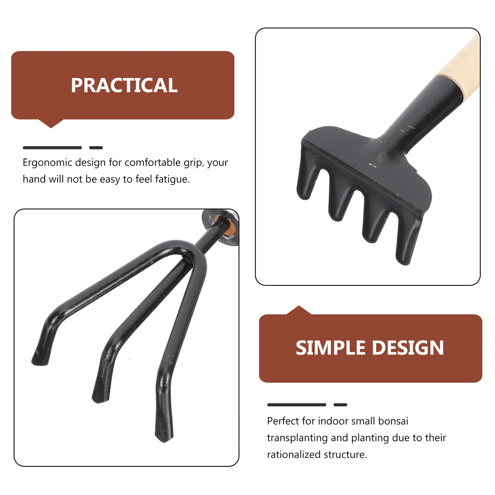 

10 Pcs Planting Tools Garden Shovel Fork Wooden H Ergonomic Design Safe Flower Transplanting Kit Bonsai Succulent Soil