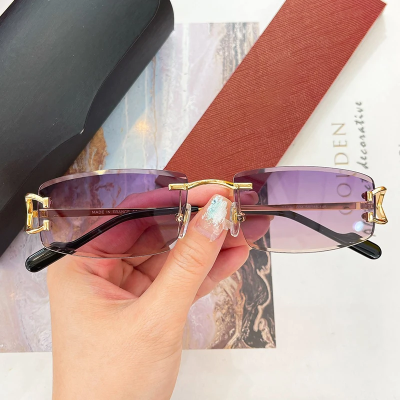 

0465S Small Rimless Square Eyeglasses Uv400 Alloy Gradient Designer Brand High quality Handmade CT Eyeglasses for Men and Ladies