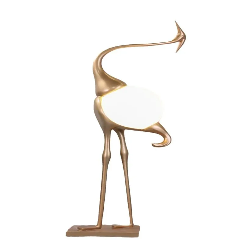 

Animal crane art floor lamp, home living room fiberglass sculpture