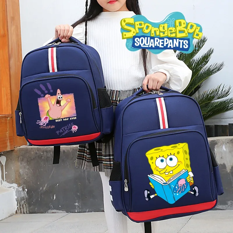 SpongeBob SquarePants Child Backpack Kawaii Anime Large Capacity Bag Waterproof Sturdy Schoolbag Daily Commuting Boy Girl Gift