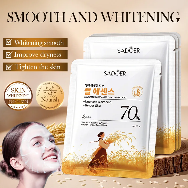 

70% Rice Serum Whitening Mask 8pc Nourishing Firming Hydrating Face Mask Moisturizing Refreshing Masks Skin Care Products