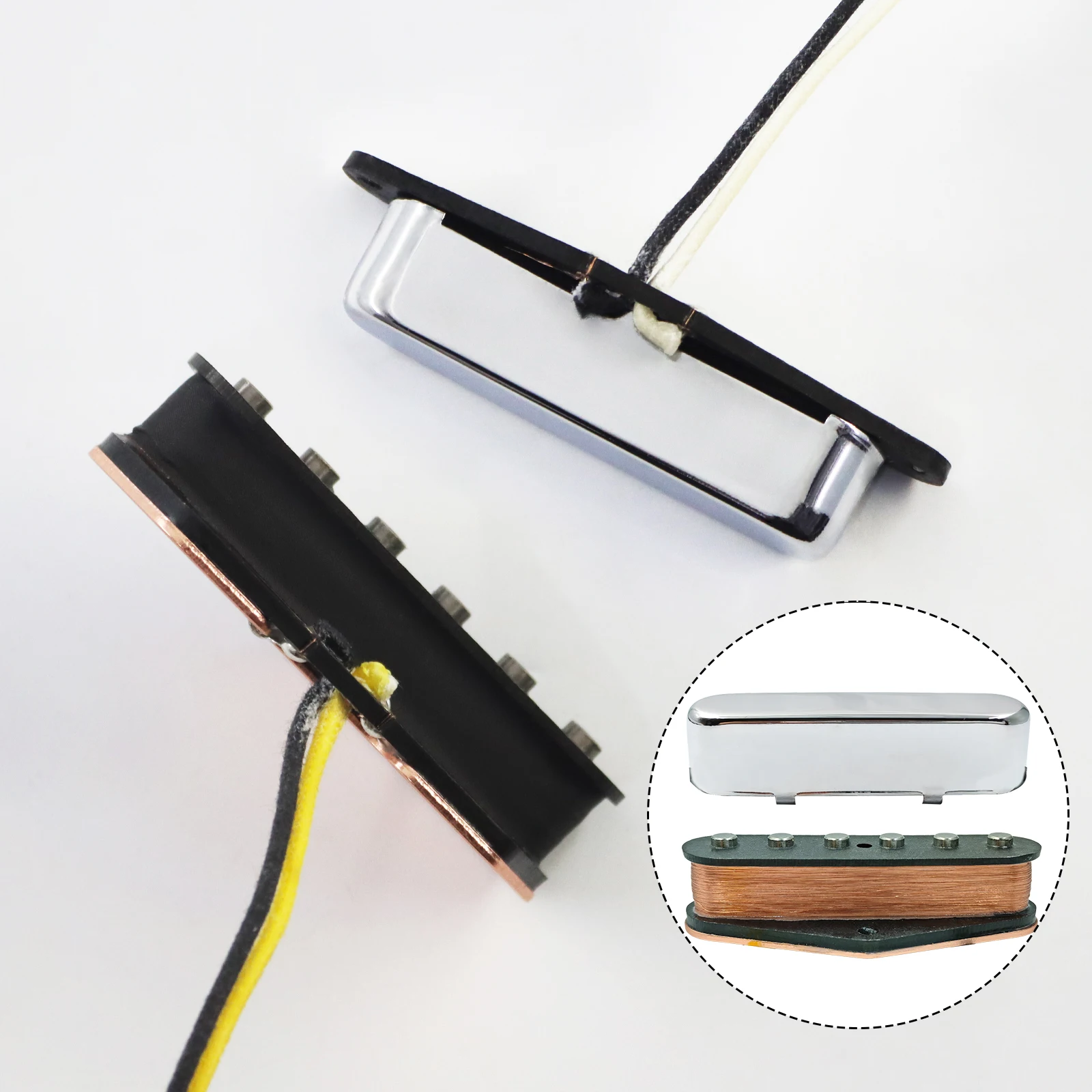 PHRILAM Alnico 2 Tl Style Guitar Pickup Set, Bridge & Neck Single Coil Pickups, Tl Style Replacement Parts