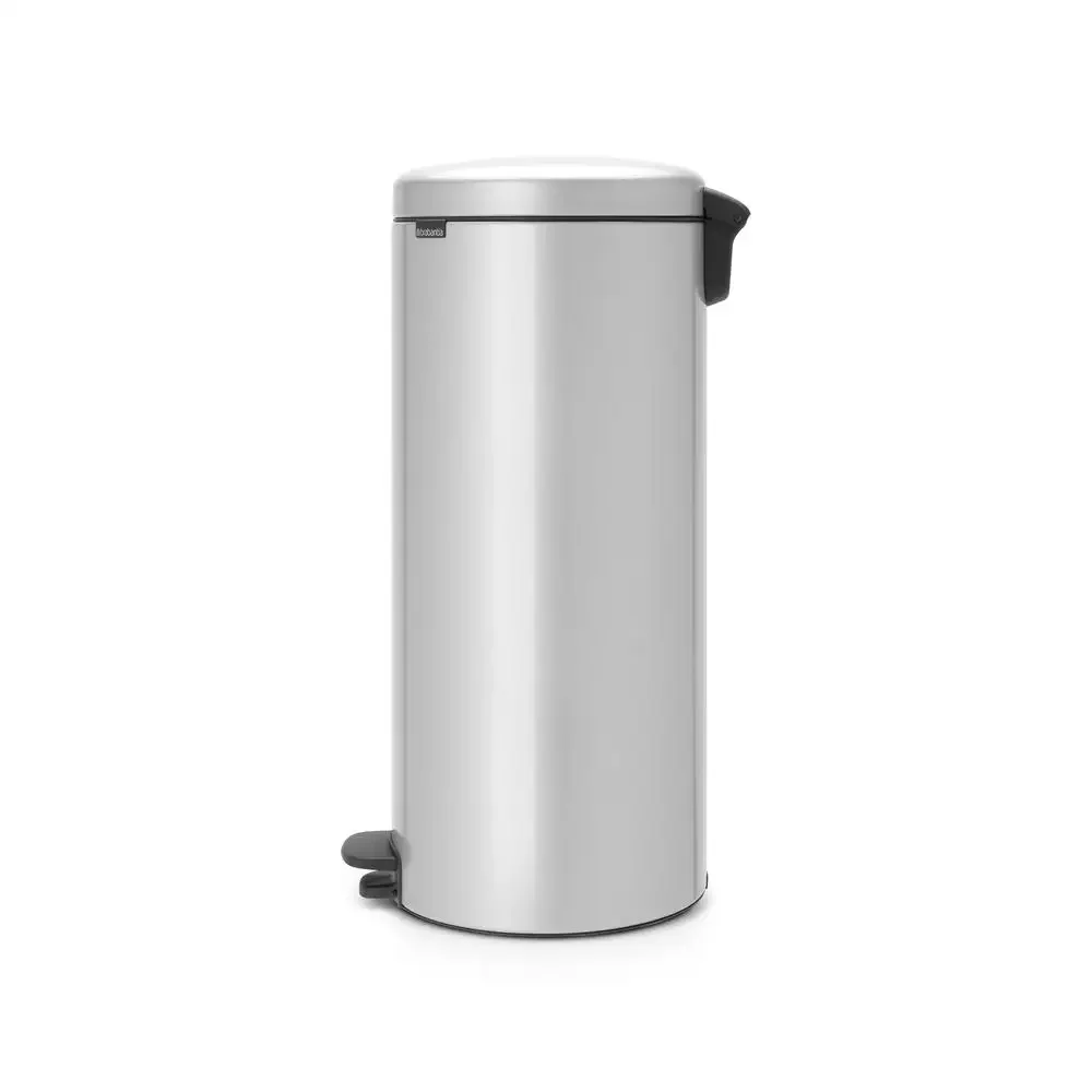 NewIcon 8 Gallon Metallic Gray Trash Can with Soft Closure and Odor Proof Feature Non-Slip Base and Easy Movement Includes