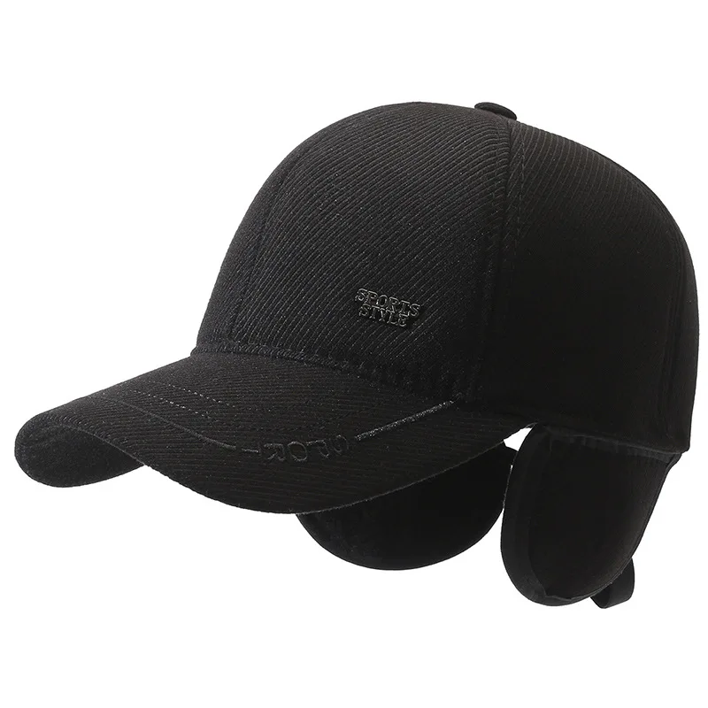 New Men Warm Thick Autumn Winter Baseball Caps Male Sport Visors Earflaps Dad Snapback Cap Hat For Men