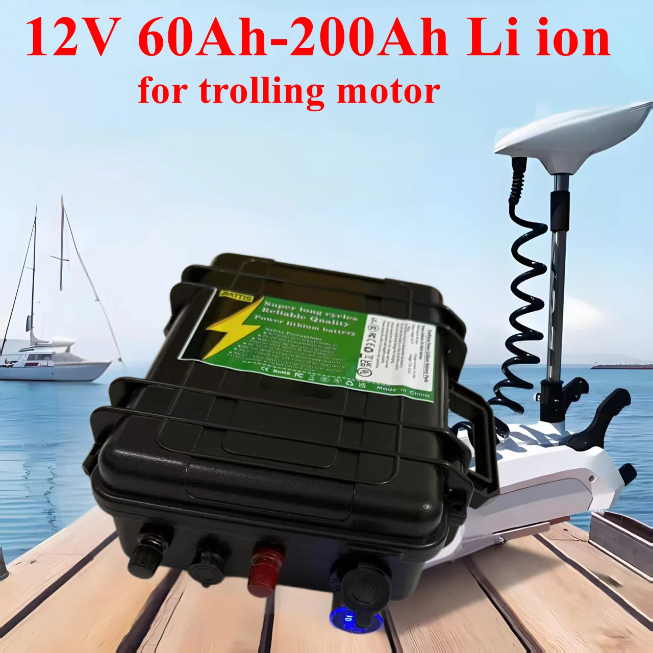 Rechargeable TSW 12V 100ah 200ah 60Ah 80Ah 120Ah 150ah 180ah Lithium Ion Battery for Trolling Motor Boat Propeller RV+Charger