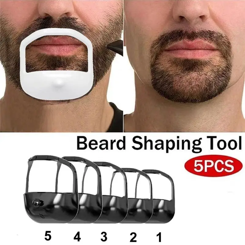 [NEW!ABMK】 Shaving Template Beard Styling Template 5Pcs Trimming Supplies French Beard Beard Care White