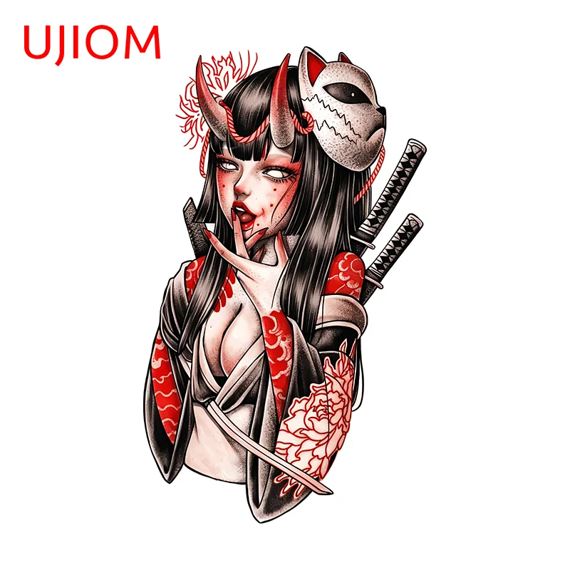 UJIOM Japanese Samurai Girl Wall Stickers Popular Sofa Wall Kitchens Accessories Adhesive Wardrobe Vestibule Decoration DIY