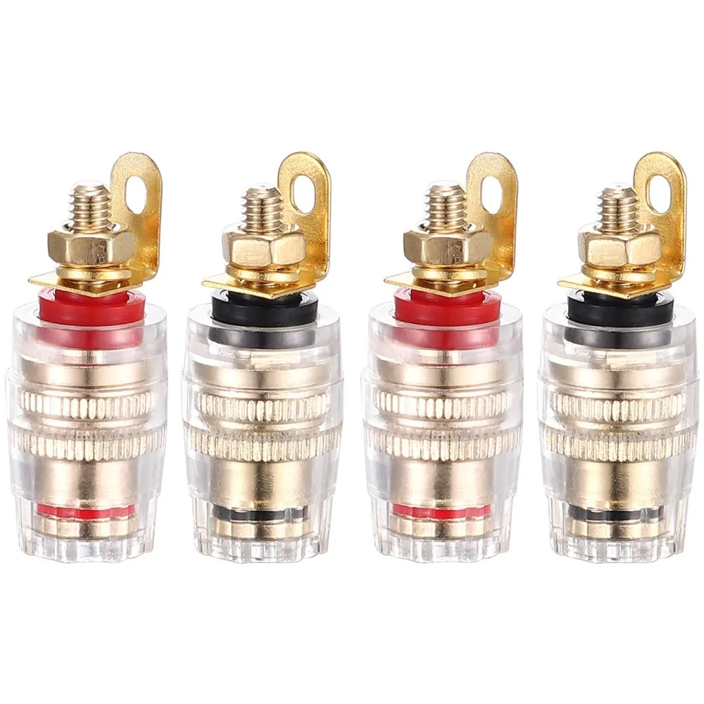 4PCS M4*33 Binding Post 520 Audio Speaker Terminal Medium Transparent 4mm Banana Socket for Amplifier Speaker Panel