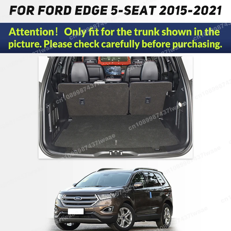 Auto Full Coverage Trunk Mat For Ford Edge 5-Seat 2015-2021 20 19 18 17 16 Car Boot Cover Pad Interior Protector Accessories