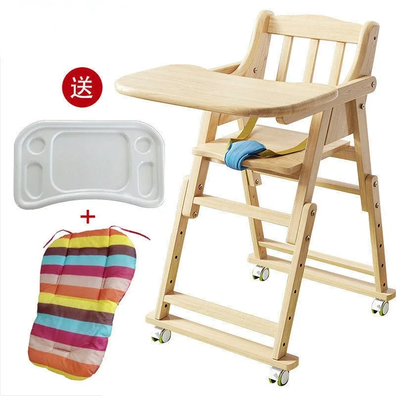 Silla de comedor para bebé, mesas y sillas de comedor para niños, portátil, plegable, multifuncional, de madera maciza, nuevo