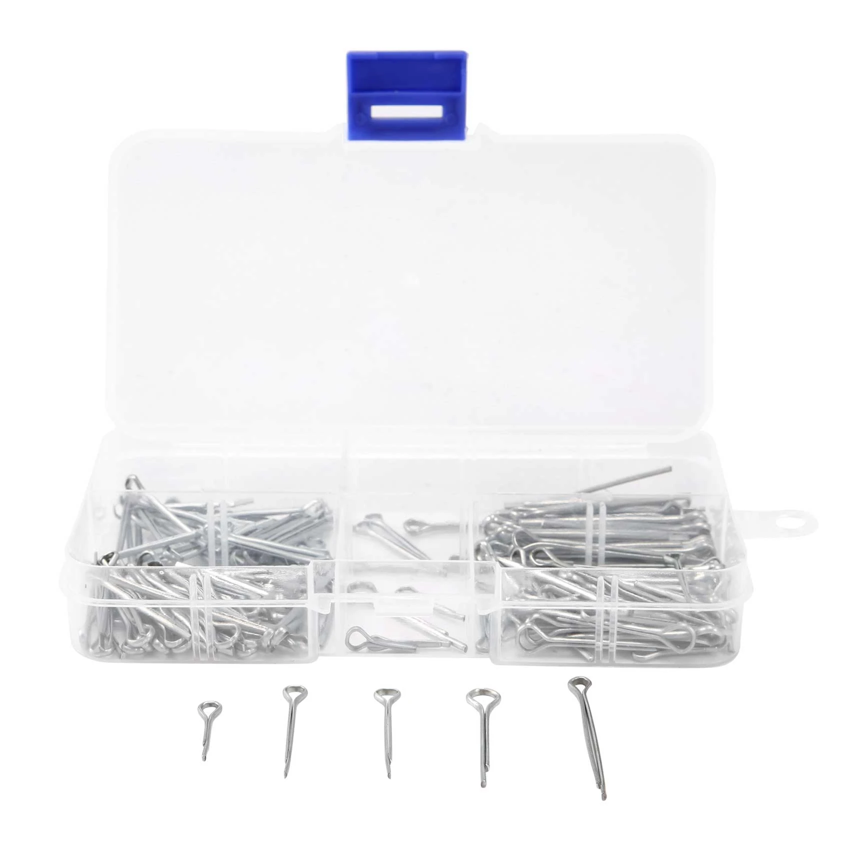 WFF 175Pc SPLIT PINS Cotter Fixings Set Assorted Sizes Zinc Plated Steel Hard Case