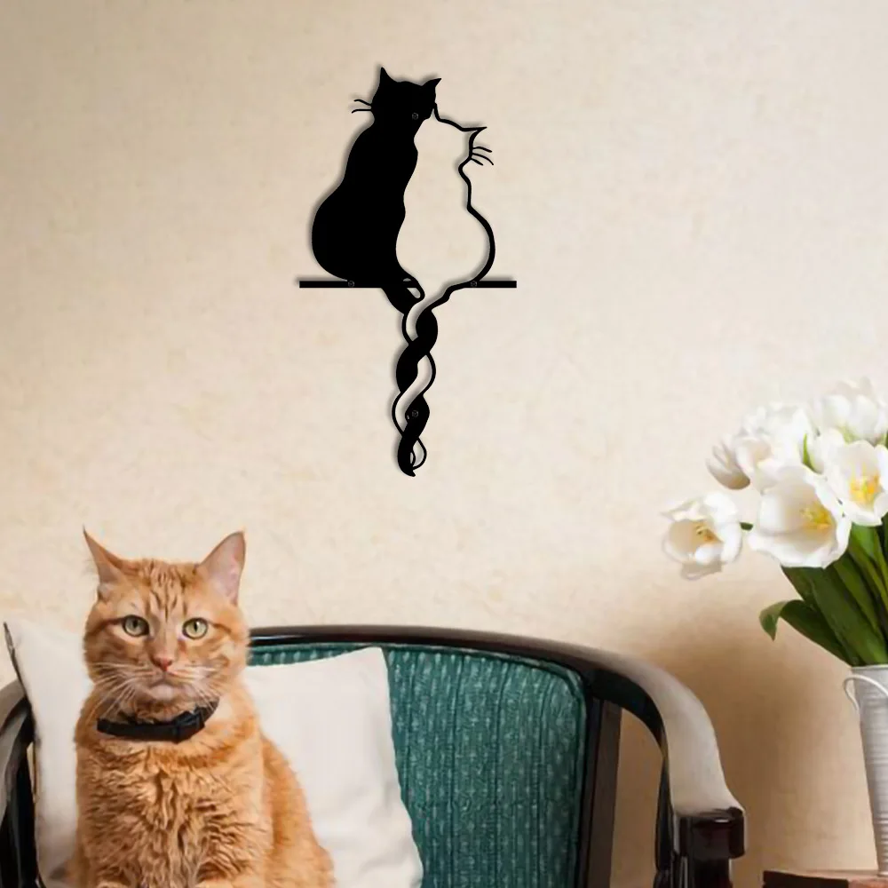 Metal Lovers Cat Wall Art Hanging Ornaments Black Romance Living Room Bedroom Home Decoration