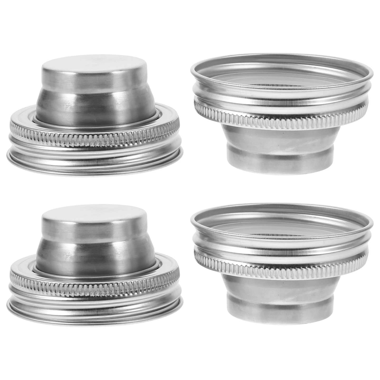 

4pcs Steel Mason Jar Lids Regular Mouth Shaker Mason Jar Shaker Lids Spice Salt Pepper Flour Sifter Mesh Screen Storage