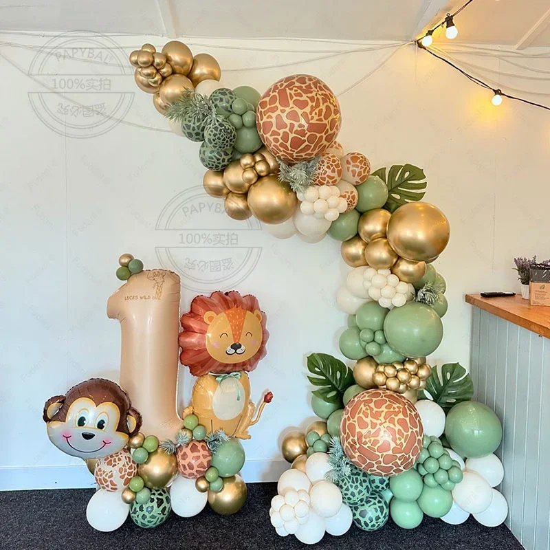 230Pcs Neue Dschungel Tier Luft Ballon Set Löwe Safari Wilden Geburtstag Party Dekoration Baby Dusche Dschungel Party Wohnkultur liefert