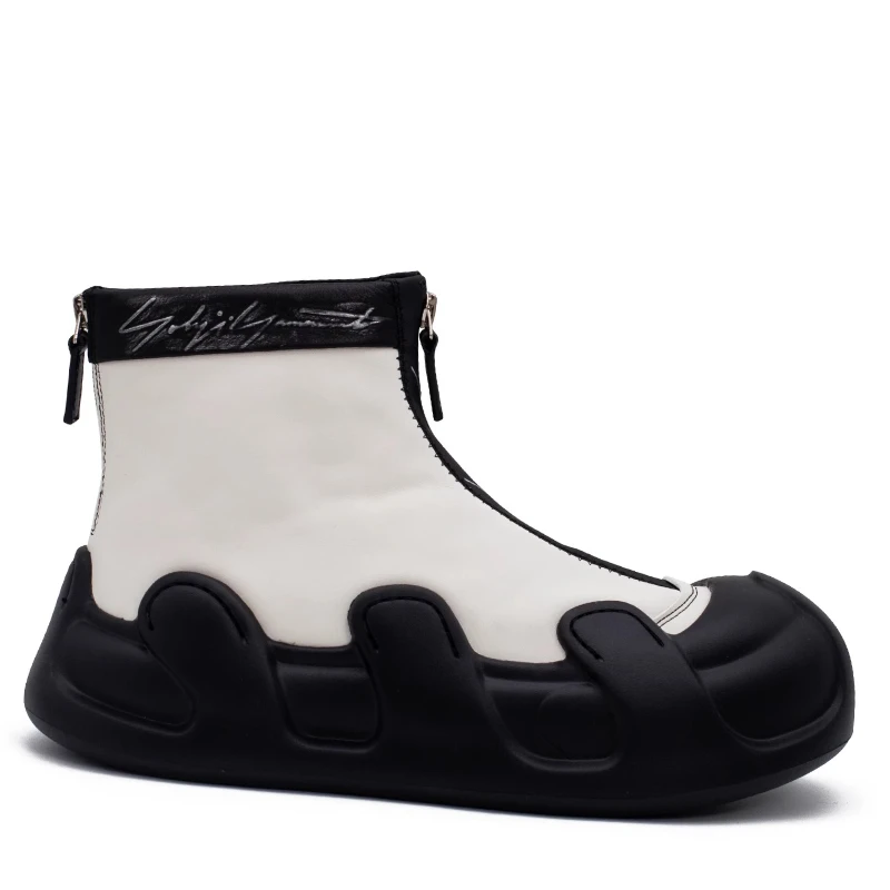 

Europe and American Super Soft High Top Board Shoes for Men's Genuine Leather Front Zipper Wide Version Casual Skateboard Shoes