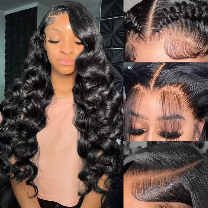 

40inches 220 Density Body Wave Wigs 13x6 HD Transparent Lace Frontal Natural Color Brazilian Human Hair Wigs For Black Women