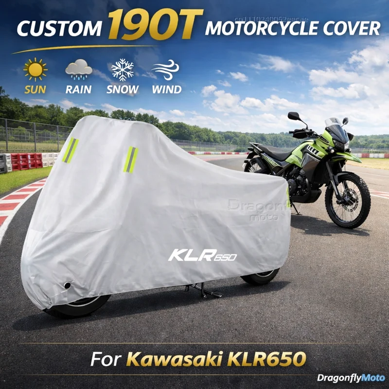 

For Kawasaki KLR650 KLR 650 KLR250 250 Motorcycle Cover Silver Waterproof UV Rain Dust Sun Outdoor Indoor Protector