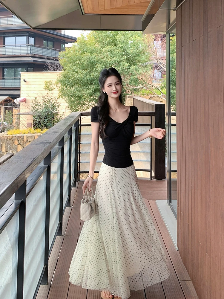 

Юбка миди Linyner Gentle Sle с высокой талией, А-силуэт, в горошек, бежевая, элегантная, из полиэстера, повседневная, для отдыха, для женщин