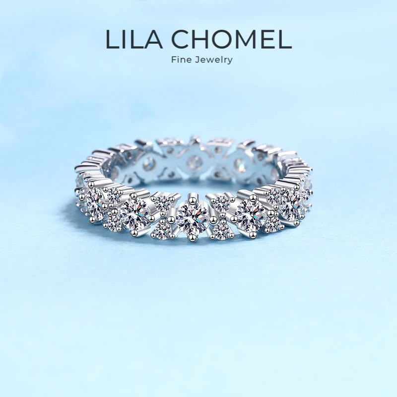 

Lover Valentine's Day 18K White Gold Hollow Out Rings Wife 1.56CT Moissanite Diamond Girl Birthday Gift PT950 Women Wedding Band