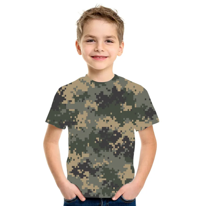 Kids Clothes Camouflage Color 3D Printing T-Shirt Boys Girls Clothing 2-10y Child Baby O-Neck Top Summer Outdoor Play Clothes