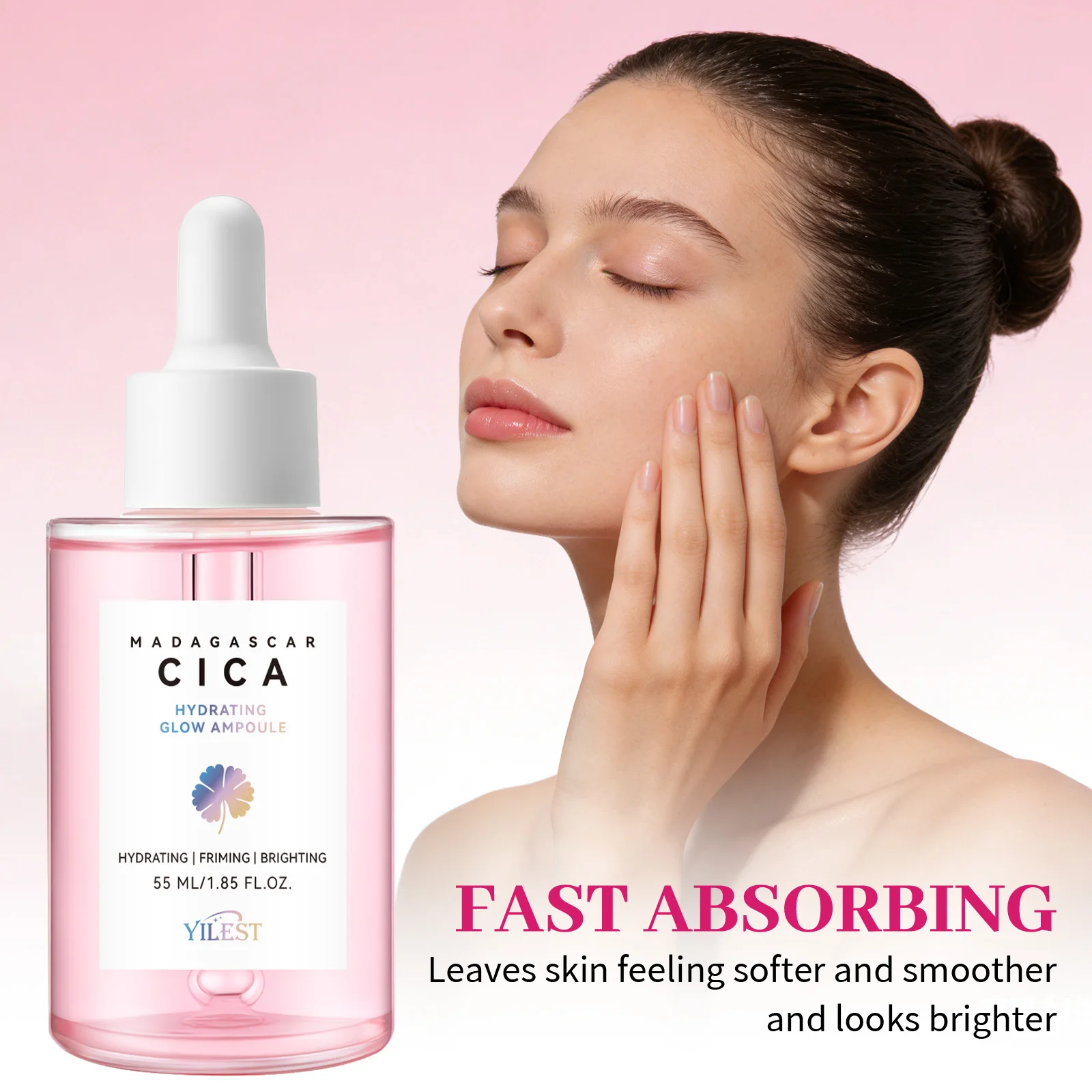 YILEST 55ml CICA Centella Asiatica Serum Hydrating Soothing Facial Ampoule Moisturizing Barrier Repair Glow Face Essence for All