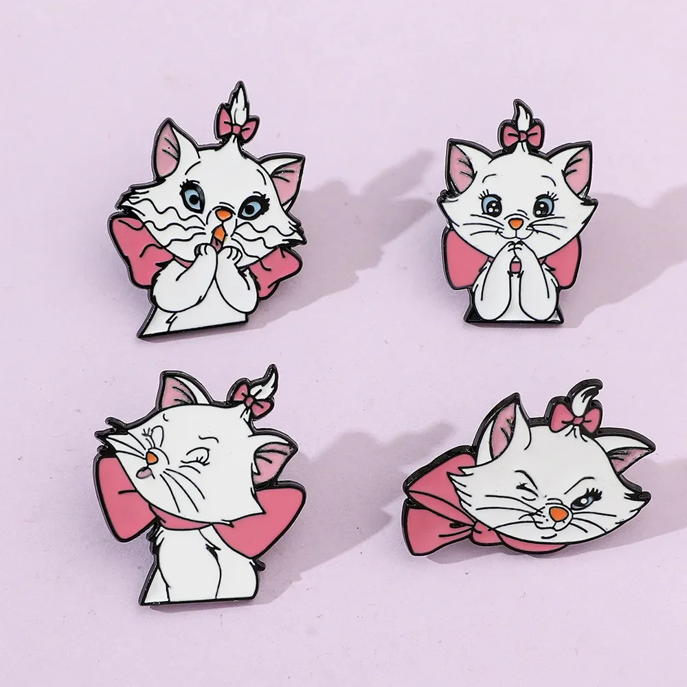 1 Set Disney Cartoon Character Marie Cat Brooch The Aristocats Metal Badges Alloy Pin Accessory Chest Badge Hellokittys Jewelry