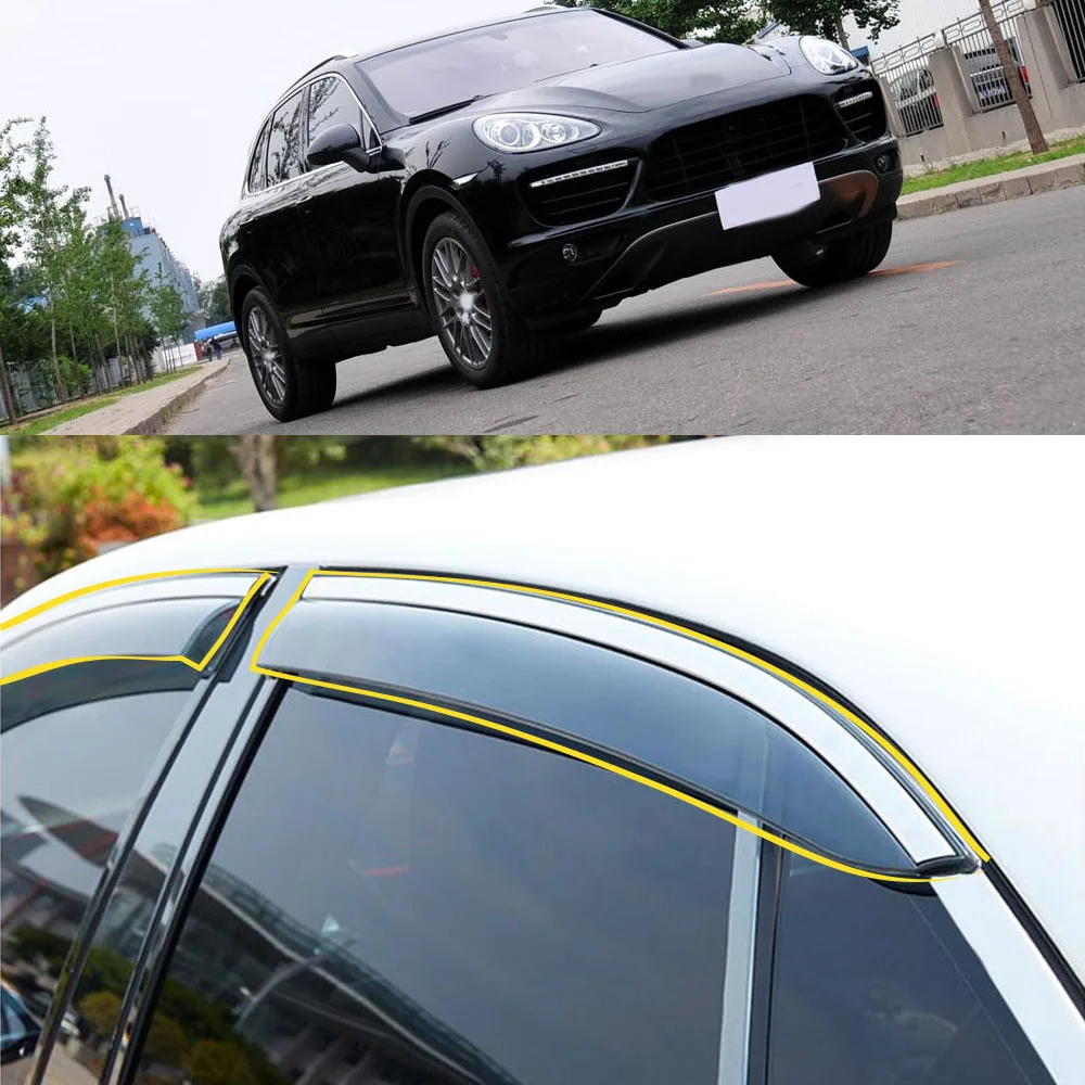 Car Sticker Plastic Window Glass Wind Visor Rain/Sun Guard Vent For PORSCHE Cayenne 2011 2012 2013 2014 2015 2016 2017 2018