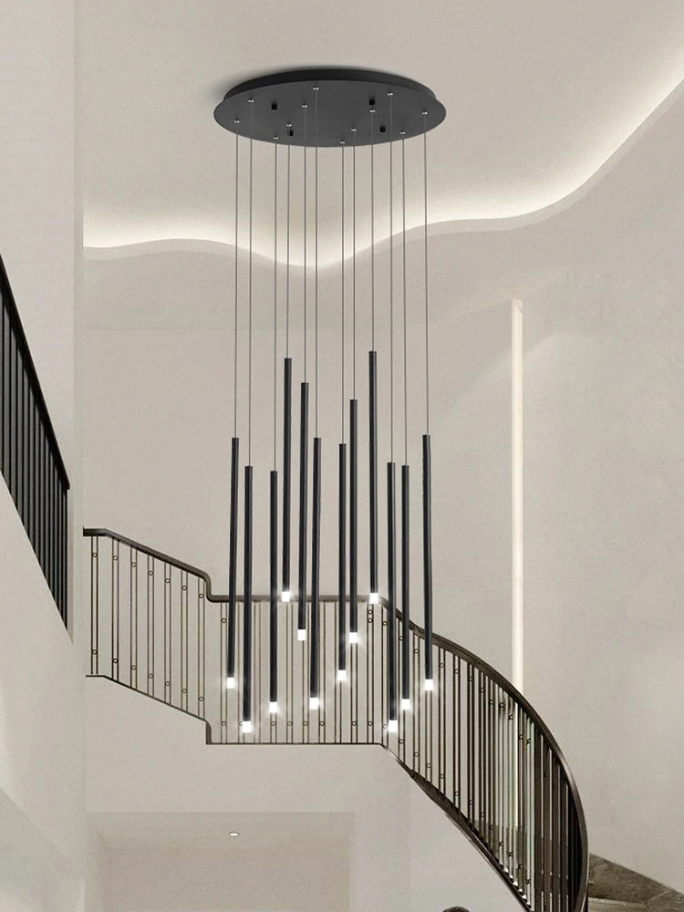 modern led chandelier teto droplight duplex apartamento stair chandeliers sala de jantar luzes penduradas hotel decor pendant lamp 01