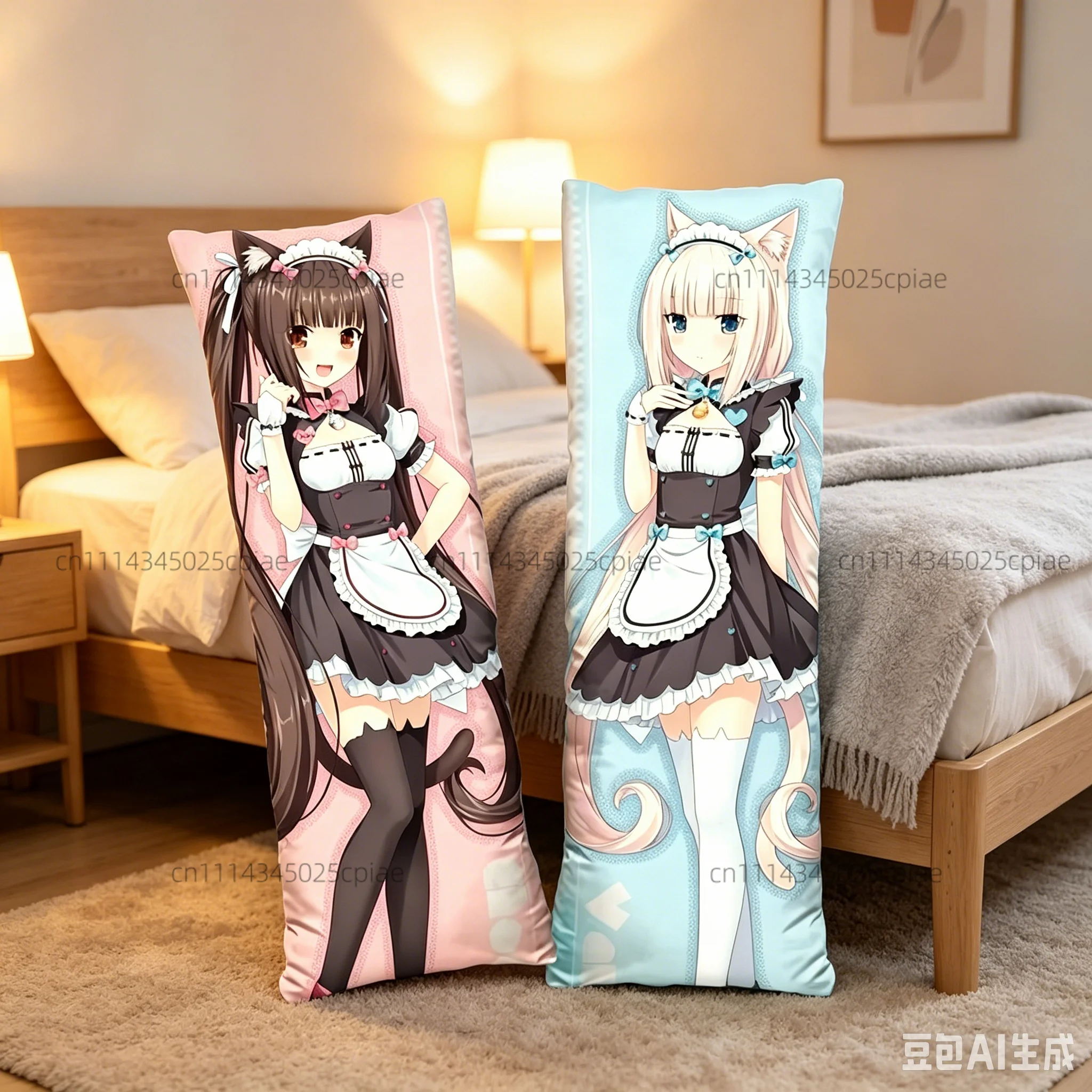 Anime Nekopara Cat Maid Girl Body Pillowcase Double-Sided Print Life-Size Pillow Cover Bedroom Chocola Dakimakura Cushion Cover
