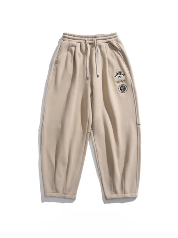 

Extra Large 300 Pou Korean Sle Retro Embroidered Fce Men's Sweatpants Loose Casual Cuffed Sports Pants