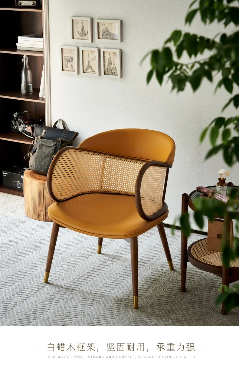 LLMM natural rattan woven chair living room Japanese balcony large solid wood sofa chair