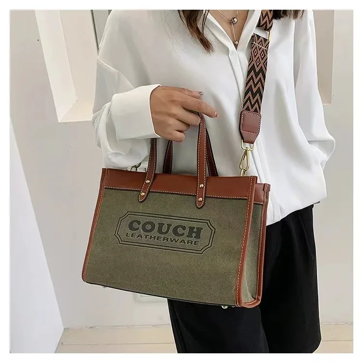 2024Canvas handbags women\'s  new fashion all-match tote bag style large capacity shoulder messenger bag for woman