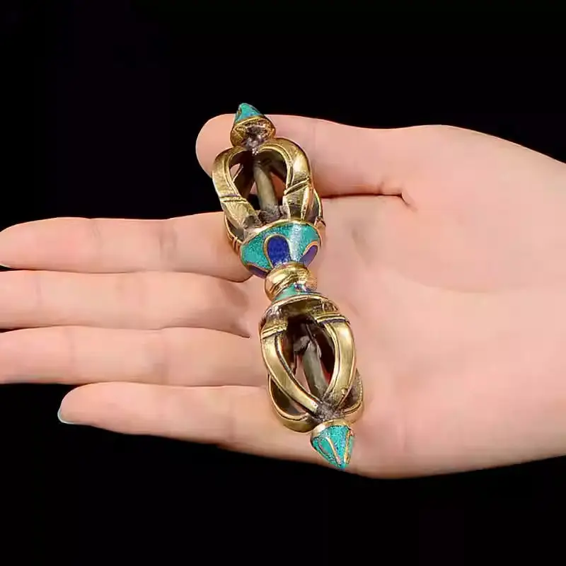 Pure copper five-strand , Vajra bell, a ritual instrument used in Vajrayana Buddhism, a Tibetan Buddhist item, and a decorat