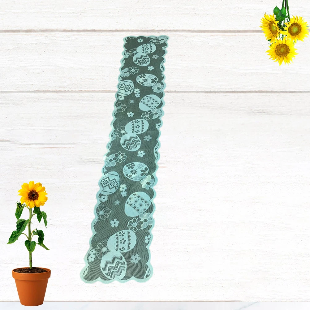 

Lace Tablecloth Easter Pattern Festival Party Table Runner Holiday Table Cover Elegant Decoration Light Blue For Home Restaurant