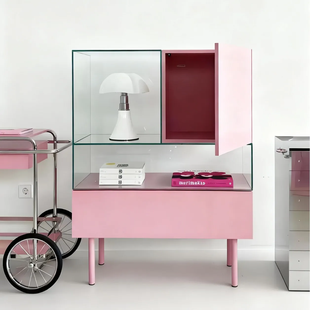 Armadietto portaoggetti in vetro minimalista italiano ornamento armadio da ingresso per la casa armadietto laterale da pranzo integrato contro il muro