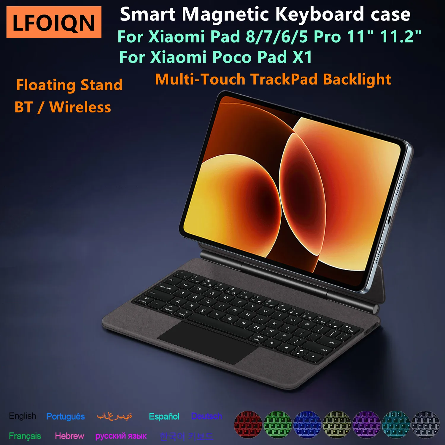 LFOIQN Magic Keyboard For Xiaomi Poco Pad X1 Magnetic Case Floating Folio Trackpad Keyboard for XiaoMi Pad 8 7 6 5 Pro Cover
