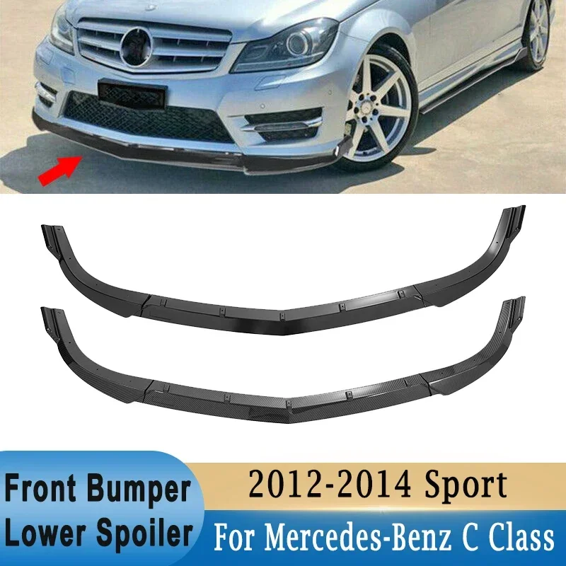 

For Mercedes-Benz W204 C200 C250 C300 Sport 2012-2014 Front Bumper Lower Spoiler Lip Bumper Protector Guard Carbon Black